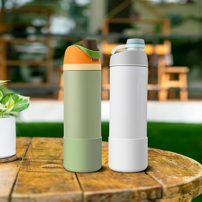 2PCS Silicone Water Bottle Boot for Owala 24oz 32oz 40oz, Anti-Slip Protective Sleeve Bottom Bumper Protector for FreeSip, Twist, and Flip Stainless Steel Water Bottles Alwenid