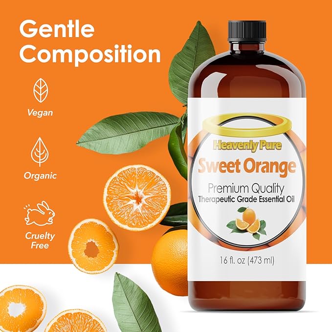 Sweet Orange Essential Oil 16 Fl Oz (Pack of 1) Large Bottle for Aromatherapy Diffusers Candles and DIY Crafts - Bloomnest