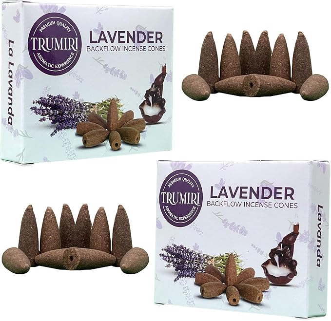 Lavender Backflow Incense - 20 Cones, Dual Pack, Waterfall Effect TRUMIRI