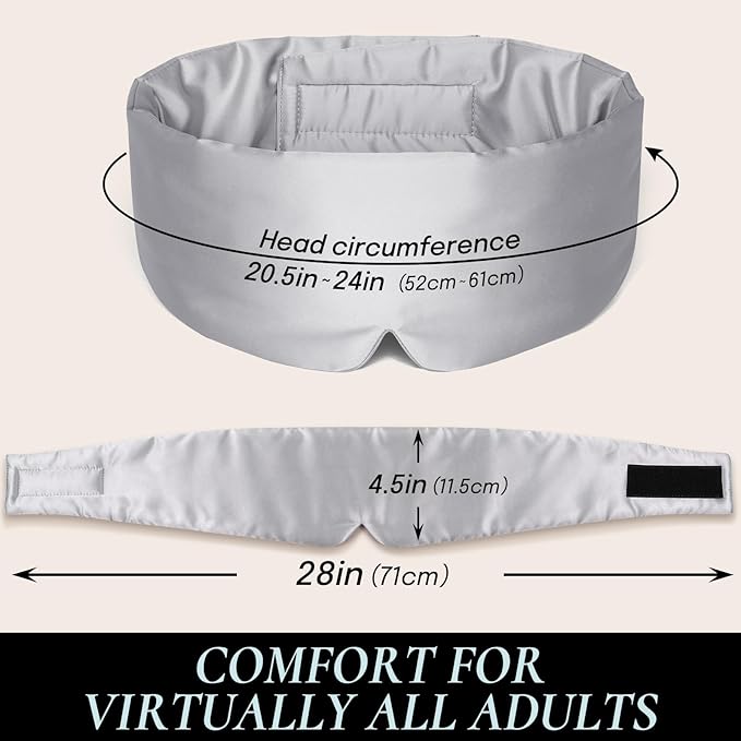 Zenssia Satin Sleep Mask for Women and Men, Lightweight Padded Eye Mask with Adjustable Strap, Comfort Blackout for Travel and Nap - Silver Grey - Bloomnest
