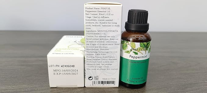 Peppermint Essential Oil, 1.01Fl.Oz (30ML) PHATOIL Pure Essential Oil Singles for Aromatherapy Diffusers, Humidifiers, Great for DIY Candle and Soap Making, Gift for Friend - Bloomnest