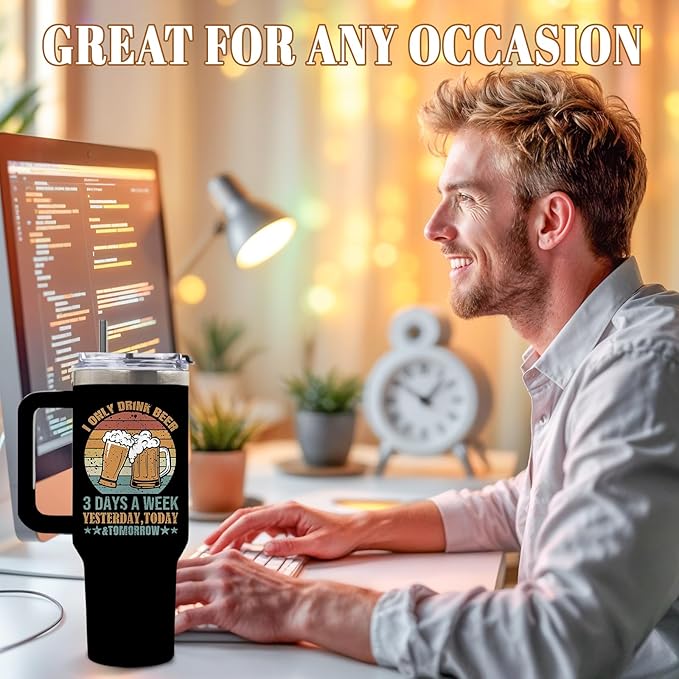 DUUV Beer Gifts for Men, Beer Tumbler 40 Oz, Funny Beers Designs Stainless Steel Insulated Mug Gifts for Beers Lovers, Christmas Birthday Gift for Home Bar Casual Gatherings,Parties, 1PCS - Bloomnest