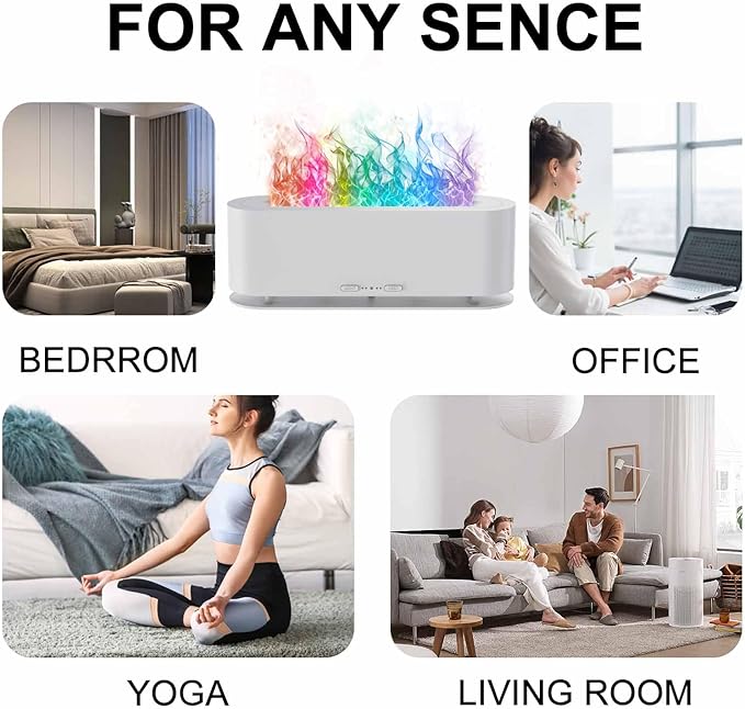2025 Upgraded Flame Fire Diffuser Humidifier, 7 Colors Changing Oil Diffuser, Ultra-Quiet Aroma Essential Oils Aromatherapy Diffusers for Large Room, Bedroom, Office(200ml Auto Off,Timeable,12Hrs) - Bloomnest