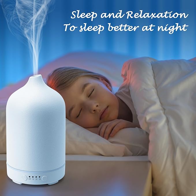 Diffuserlove Ceramic Diffuser 250ML Essential Oil Diffusers Aromatherapy Essential Oil Diffuser for Room Air Diffuser for Home Bedroom Stone Diffuser (White Big Size 250ml) - Bloomnest