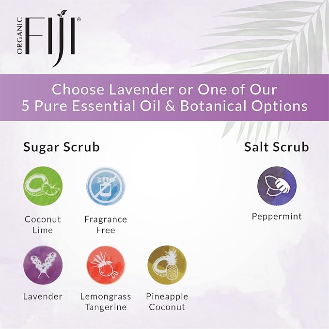 Organic Fiji Whole Body Scrub - Infused with Coconut Oil, Exfoliating Sugar Scrub for Smooth and Soft Skin, Exfoliates & Restores Skin's Natural Biosphere, Lavender 20 oz - Bloomnest