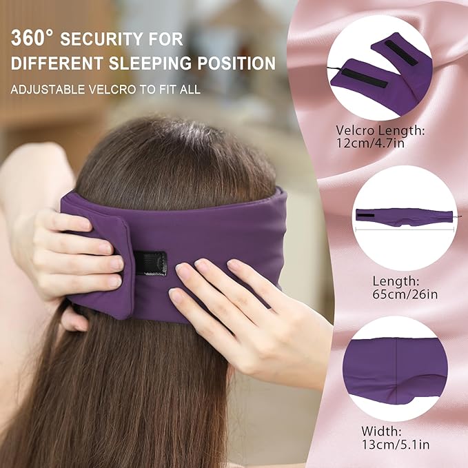 LC-dolida Sleep Mask with Bluetooth Headphones, Ice Silk Sleep Headphones with Bluetooth 5.4, Total Blackout Eye Mask for Sleeping, Sleep Soft Mask for Women Men, All Night Sleep, Travel(Purple) - Bloomnest