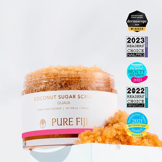 Pure Fiji Coconut Sugar Body Scrub, Guava (10.14 Oz /300ml) - Bloomnest