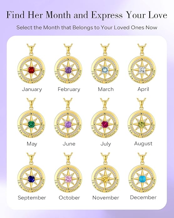 S925 Necklace Gift for Wife |Compass Jewelry |Women Anniversary |Sterling Silver |Girlfriend Birthday Gifts for Her Valentines |I'd be Lost without You |Jewel 18K Gold - Bloomnest