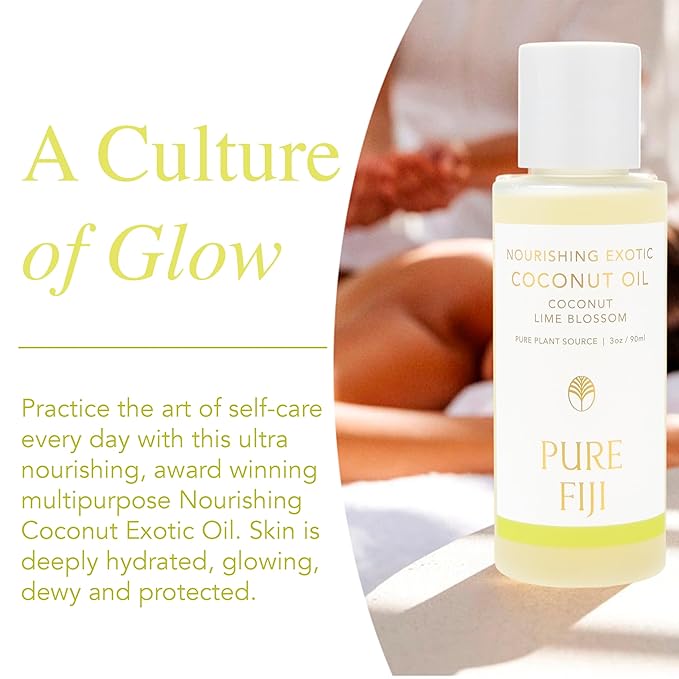 PURE FIJI Travel Size Nourishing Exotic Coconut Oil, Coconut Lime Blossom (3oz/90ml) - Bloomnest