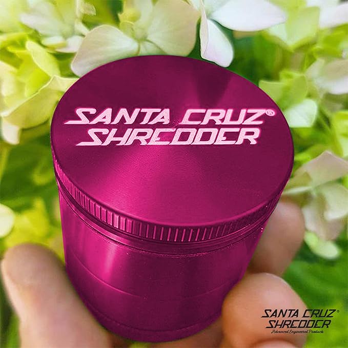 Santa Cruz Shredder Metal Spice Grinder Knurled Top for Stronger Grip 3-Piece Medium 2.2" (Pink) - Bloomnest