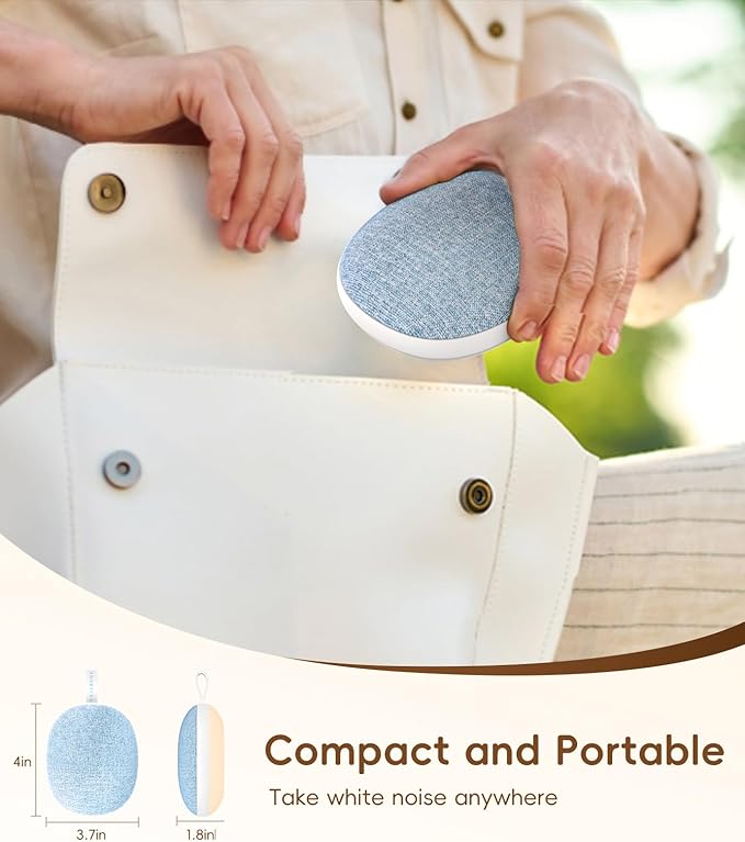 Portable White Noise Sound Machine: Baby Sleep Soother, Bluetooth Speaker, Rechargeable Battery, 4-Speed Timer, 6 Soothing Sounds Adult Therapy Aid for Trave (Blue, Portable) - Bloomnest