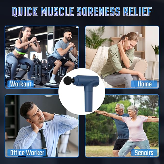 cotsoco Massage Gun Deep Tissue, Muscle Massage Gun with 9 Attachment Heads 20 Speeds & Silent Brushless Motor for Pain Relief, Handheld Percussion Back Massager Gun for Athletes - Bloomnest