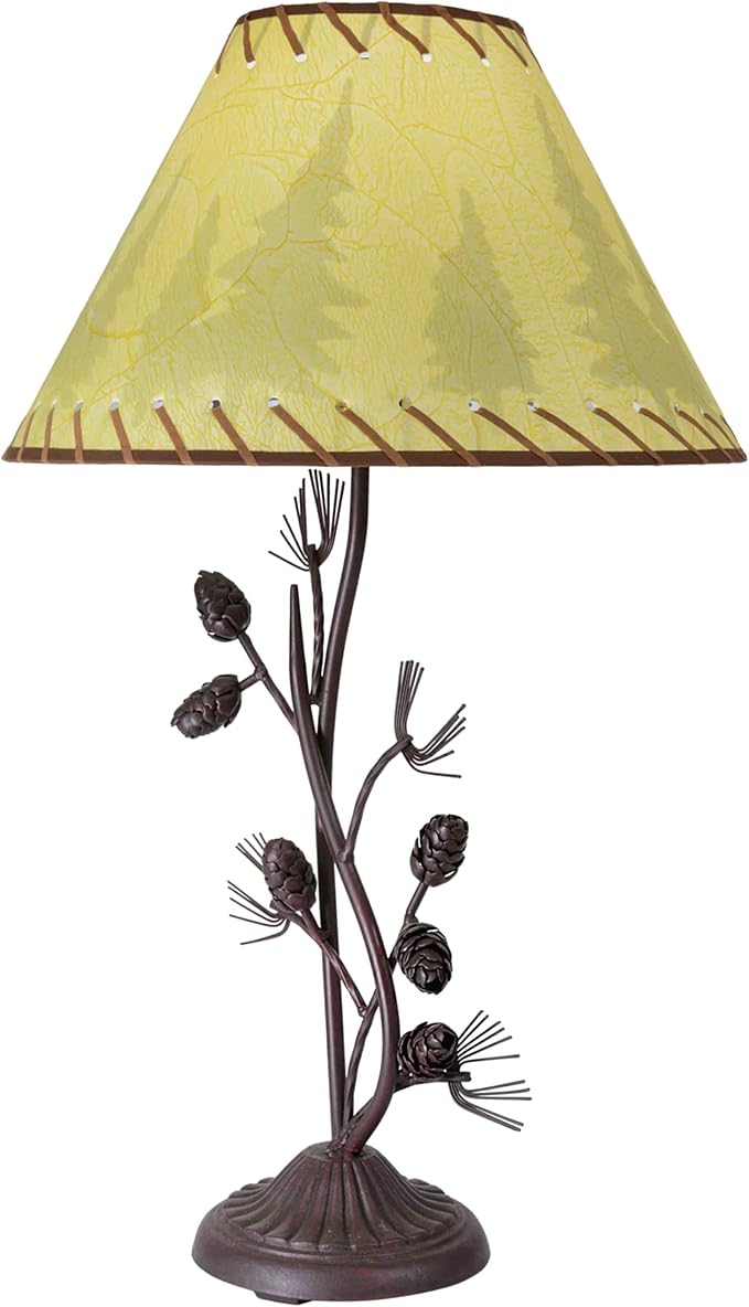 BLACK FOREST DECOR - Metal Pinecone Table Lamp - Farmhouse Lamp for Living Room, Bedroom, Cabin - 26.5" x 8.75" x 6.5" - Bloomnest