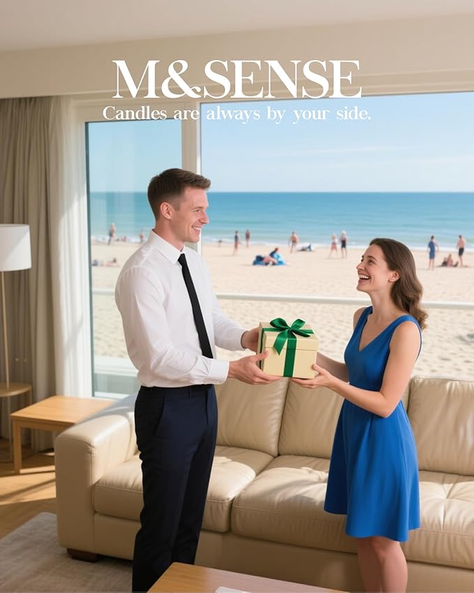 M&SENSE Oceanic Breeze Scented Candles Summer Soy Candle, Beach Candles Scented for Stress Relief Meditation Relaxing, Housewarming Gifts for Women Men, 11.3oz 70 Hour Long Burning - Bloomnest