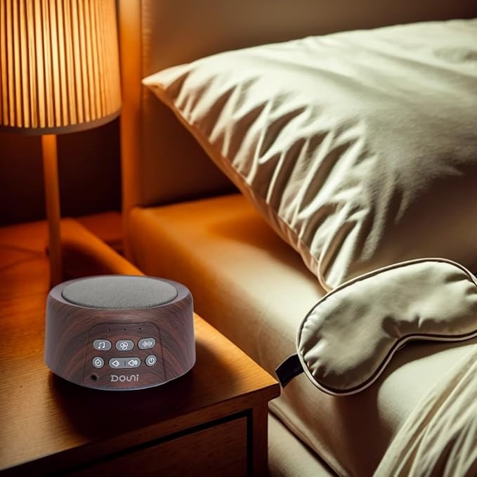 White Noise Machine - Sleep Sound Machine with Soothing Sounds Timer & Memory Function for Sleeping & Relaxation, Sleep Therapy for Kid, Adult, Nursery, Home, Office, Travel. Brown Wood Grain - Bloomnest