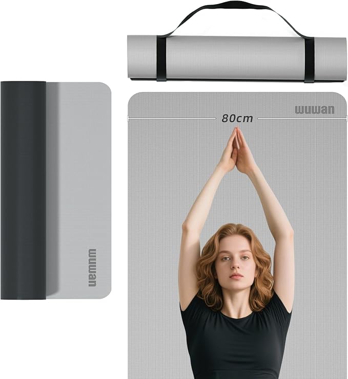 Yoga Mat Non-Slip Extra Thick 72"x32/24" Extra Wide Fitness Exercise Mat TPE Material High Elastic Hot Yoga Mat for Women Yoga Pilates Home Floor Workout (Cow Coffee) - Bloomnest