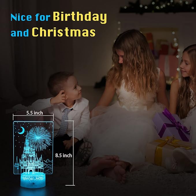 Creative 3D Illusion lamp Castle Night Light with Remote & Smart Touch 7 Colors + 16 Colors Changing Dimmable Castle Kids Night Light 2-12 Year Old Boy or Girl Christmas Brithday Gifts - Bloomnest