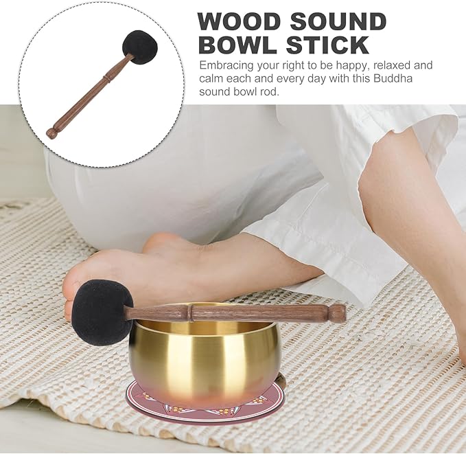 Uonlytech Felt Head Singing Bowl Mallet with Wooden Handle 11.02 Inch for Meditation Sound Therapy Tibetan Sound Bowl Accessory - Bloomnest