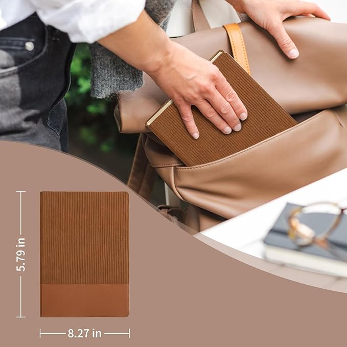 Lined Journal Notebook for Work College Ruled Note Book 5.79"x8.27" A5 PU Leather Daily Journaling 216 Pages for Women Men Writing Home School Supplies Business (Brown) - Bloomnest