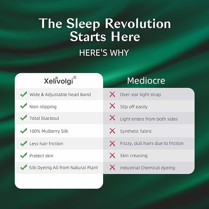Silk Sleep Mask for Women and Men, Side Sleeper, 22 Momme Pure Mulberry Silk Total Blackout 100% Mulberry Eye Mask with Adjustable Headband Full Size, Eye Masks for Sleeping and Travel - Bloomnest