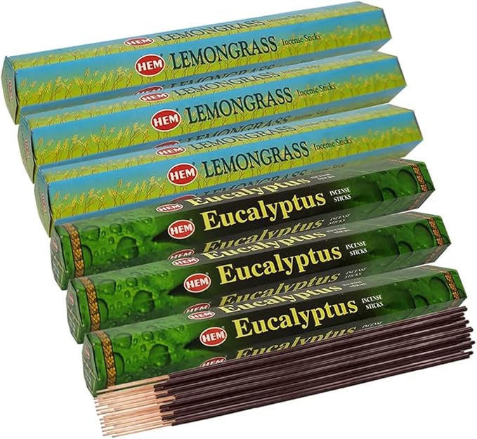 Lemongrass & Eucalyptus Incense Sticks & Holder Bundle Variety Pack from Hem Trumiri Insense Insence - Bloomnest