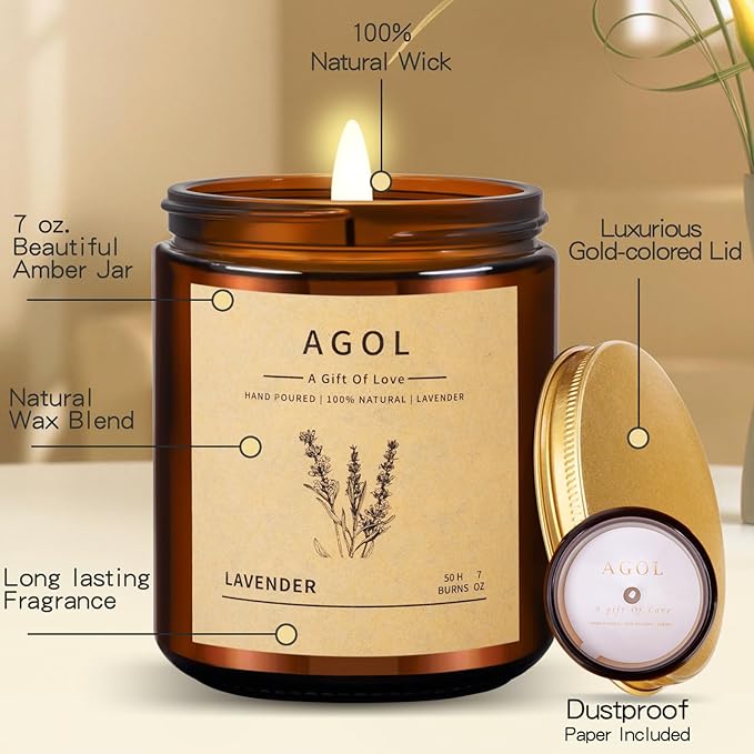 4 Pack Scented Candles for Home, 36 Oz 200 Hours Burn, Luxury Amber Jar Natural Soy Candles, Aromatherapy Candles Set, Candles Gift for Women Men Birthday Thanksgiving Christmas, Spa, Sleep,Yoga,Read - Bloomnest