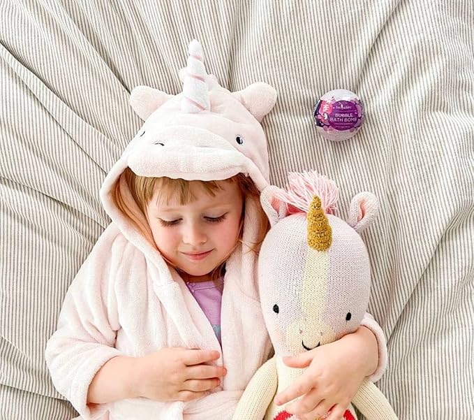 Unicorn Bath Bomb for Girls with Surprise Squishy Toys Inside by Two Sister - Large Bubble Bombs for Kids - Moisturizes Dry Sensitive Skin, Releases Color, Scent, Bubbles - Ideal Gift by Two Sisters - Bloomnest