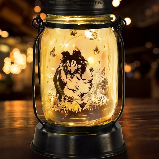 Sheltie Gifts for Women/Men Sheltie Solar Lanterns Dog Mom Birthday Dog Lovers Lantern Pet Loss Pet Memorial Lights Solar Garden Decoration for Yard, Patio,Backyard,Porch Torches - Bloomnest