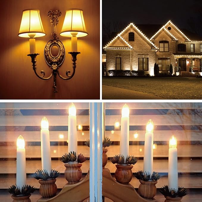 Meconard C9 Led Replacement Christmas Light Bulbs, 100 Pack C9 Shatterproof Plastic Led Bulbs for Christmas Outdoor String Lights, E17 Intermediate Base, Commercial Grade Holiday Bulbs, Warm White. - Bloomnest