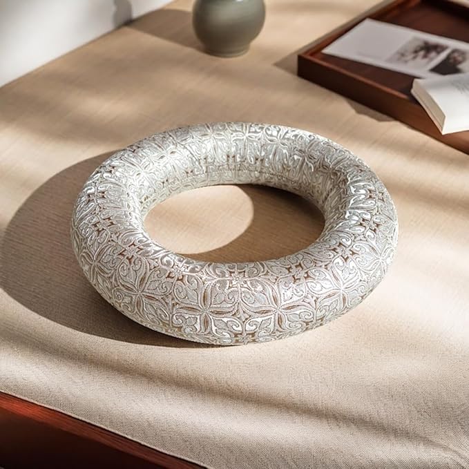 Singing Bowl Cushion 8 Inch for Tibetan Singing Bowls, Handmade Silk Brocade Round Cushion Pillow for Sound Healing and Crystal Sound Bowls Accessories(8 Inch,Silver) - Bloomnest