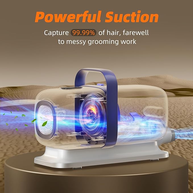 Dog Grooming Kit with Vacuum, All-in-One Pet Grooming Vacuum for Dogs and Cats, Low Noise Pet Hair Clipper & Shedding Brush, Dog Hair Remover, Cat Pet Groomer Set with Cleaning Brushes, White - Bloomnest