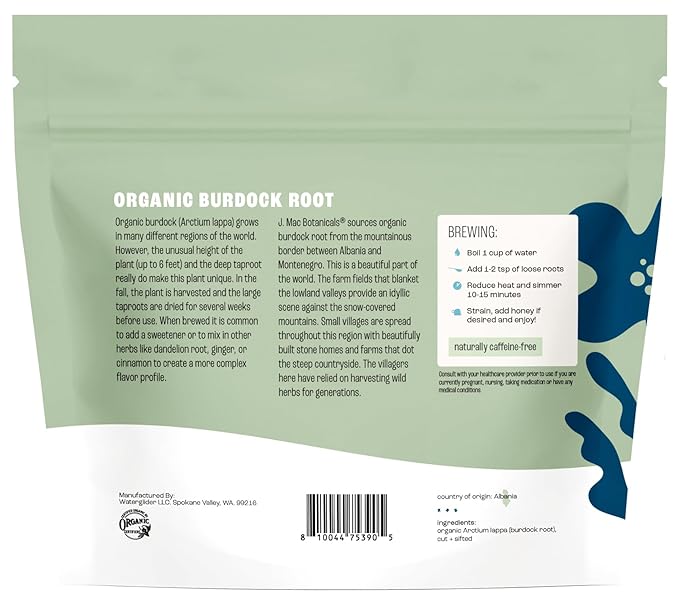 J Mac Botanicals Organic Burdock Root Herbal Tea - 4 oz - Bloomnest