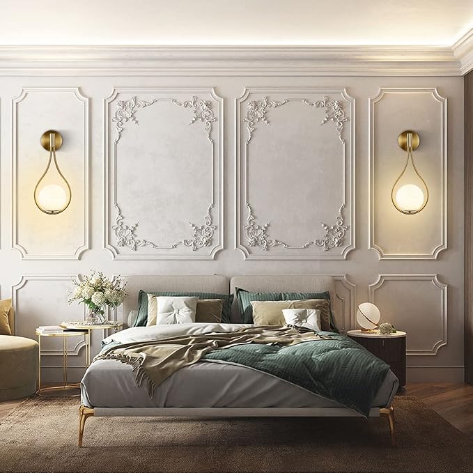 KCO Wall Sconce Mid-Century Drop Design Wall Mounted Light Brushed Brass Wall Lamps, Wall Mount Light Fixture for Bedside Living Room (2 Pack) - Bloomnest