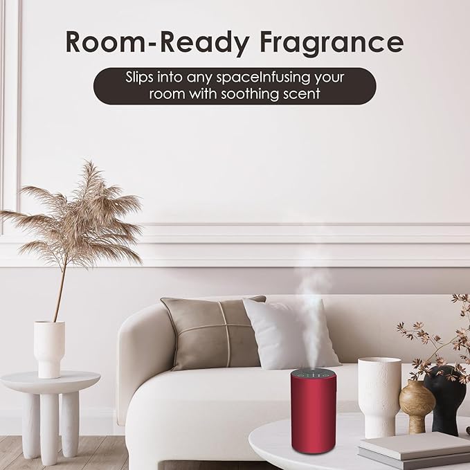 Waterless Essential Oil Diffuser, 7 Colors LED Light, Battery Powered Mini Scent Air Machine, Aromatherapy Mist Diffuser for Home Room Car Office (red) - Bloomnest