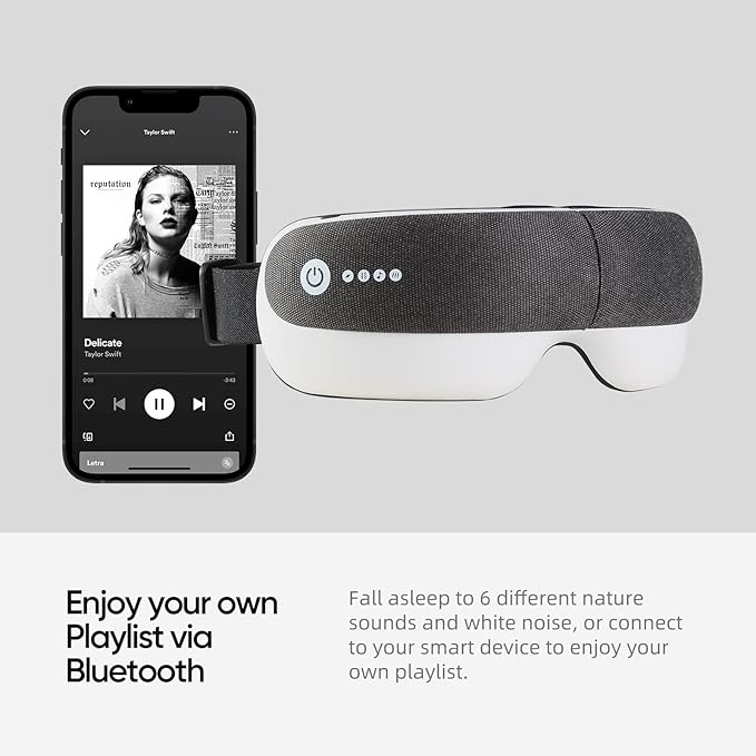 Freed Mind 3 Eye Massager & Bluetooth Heat Sleep mask,Father Gift Sets |with Suede Storage Bag | Migraine Relief,Relaxation,Bedtime Stress Relief | White Noise,3D airbag kneading| Smart Head Massager - Bloomnest