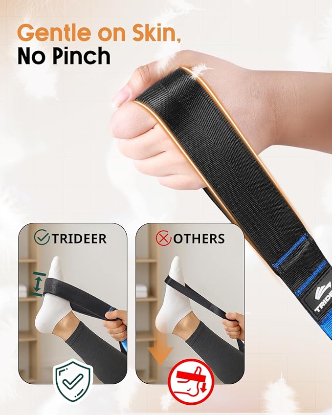 Trideer Stretch Straps with Loops, Non-Elastic Yoga Straps for Stretching, Durable Nylon Stretch Bands for Exercise Physical Therapy Flexibility, Yoga,Hamstring Leg Stretcher with Guidance - Bloomnest