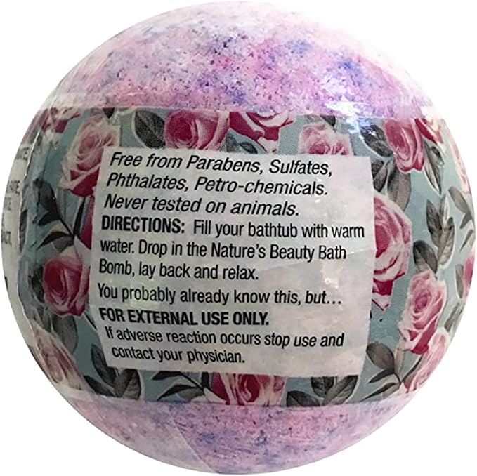 Nature's Beauty Yuzu & Rose Oil Bath Bomb Multi-Pack - Natural Hand Crafted, Non-Staining, Luxury Fizzy Spa Bomb, Nourish Dull + Dry Skin, Made w/Coconut Oil + Witch Hazel, 4.6 oz (4 Pack) - Bloomnest