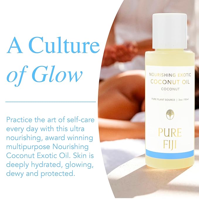PURE FIJI Travel Size Nourishing Exotic Coconut Oil, Coconut (3oz/90ml) - Bloomnest