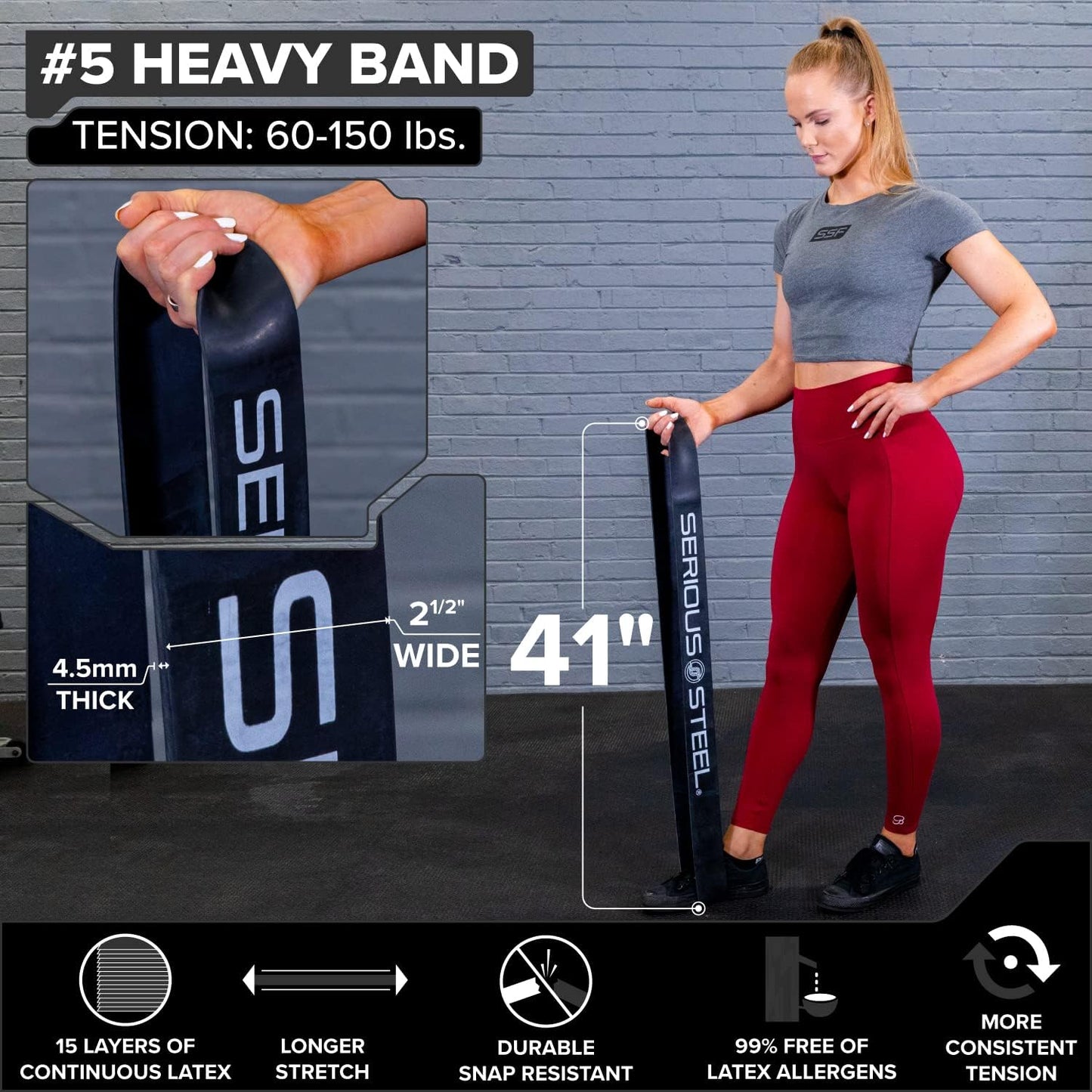 SERIOUS STEEL FITNESS Assisted 41" Pull-Up Band, Resistance & Stretch, Powerlifting & Pull-up Assist Loop (Single Band)