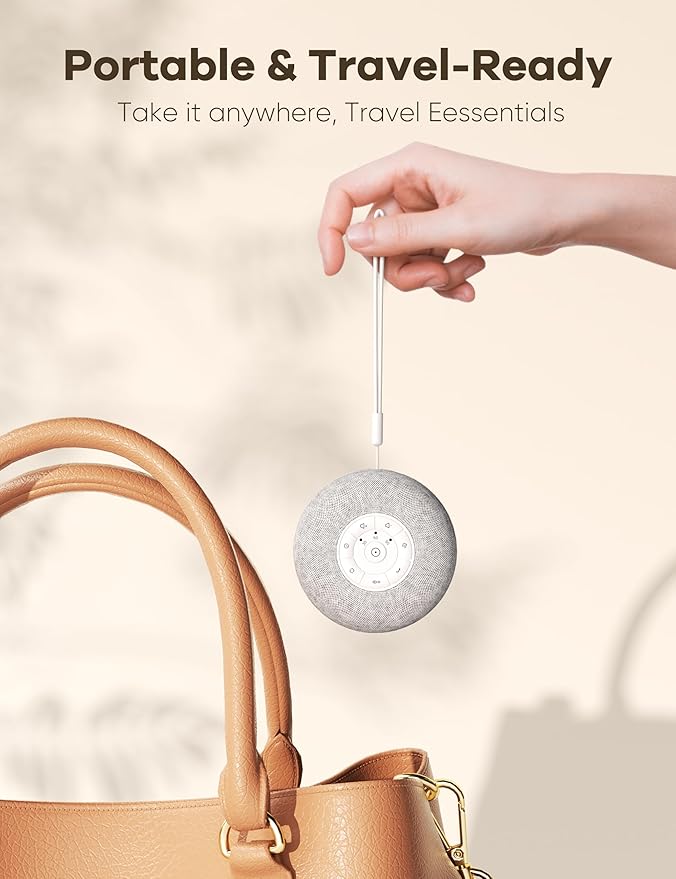 Portable Sound Machine, Long Battery with Loud Bluetooth Speaker, 39 Special Soothing Sounds, White Noise Sound Machine for Sleeping - Bloomnest
