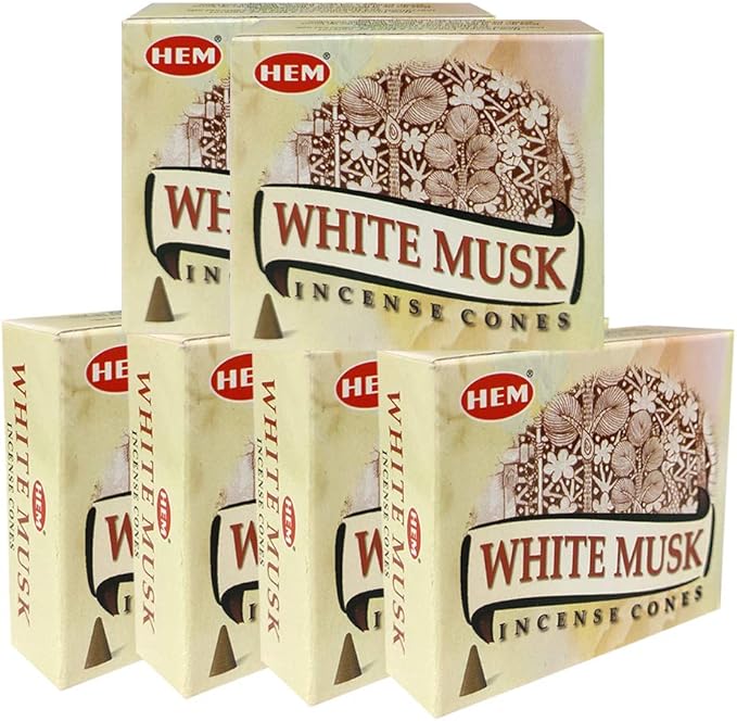 TRUMIRI Incense Cone Holder Bundle with Hem White Musk Incense Cones - Pack of 6 (Approx 60 Cones) TRUMIRI
