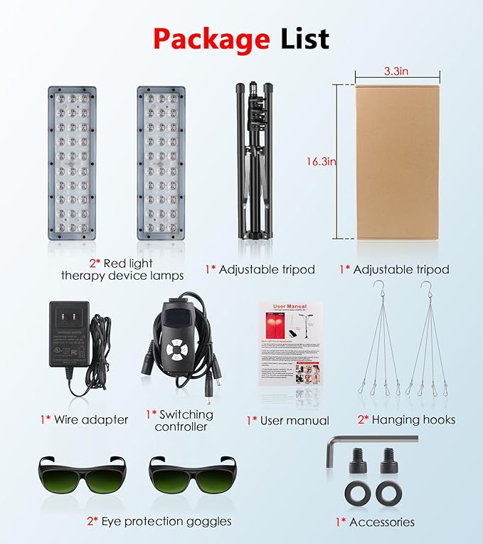 Red Light Therapy for Face Body, Astarexin Dual-Headed Infrared Light Therapy Lamp with Stand - 660nm Redlight and 850nm Near Infrared Light Therapy Device for Fully Body Pain Relief Astarexin
