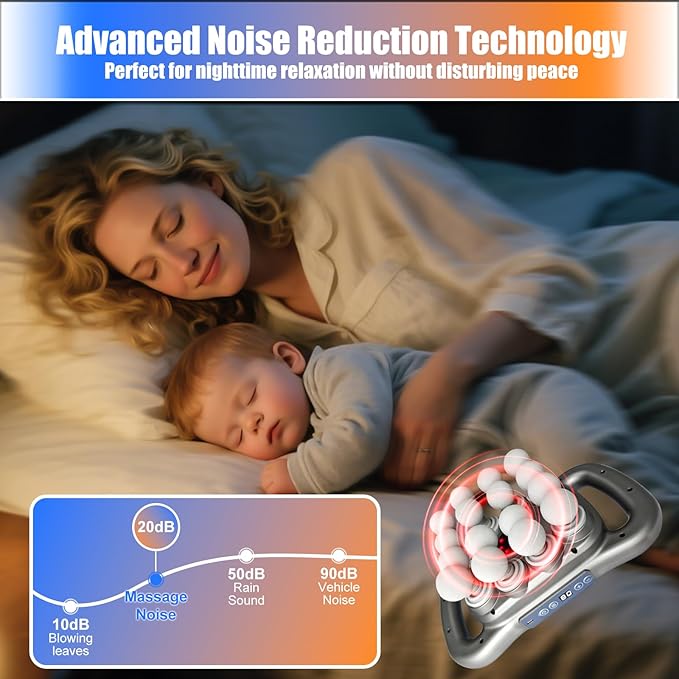 chinensis 16 Head Massage Gun Deep Tissue, 9 Modes & 9 Speeds Muscle Massager with Quad Motor, 22800 RPM Percussion, Whisper Quiet, Type-C Rechargeable Handheld Back and Body Massager for Pain Relief - Bloomnest