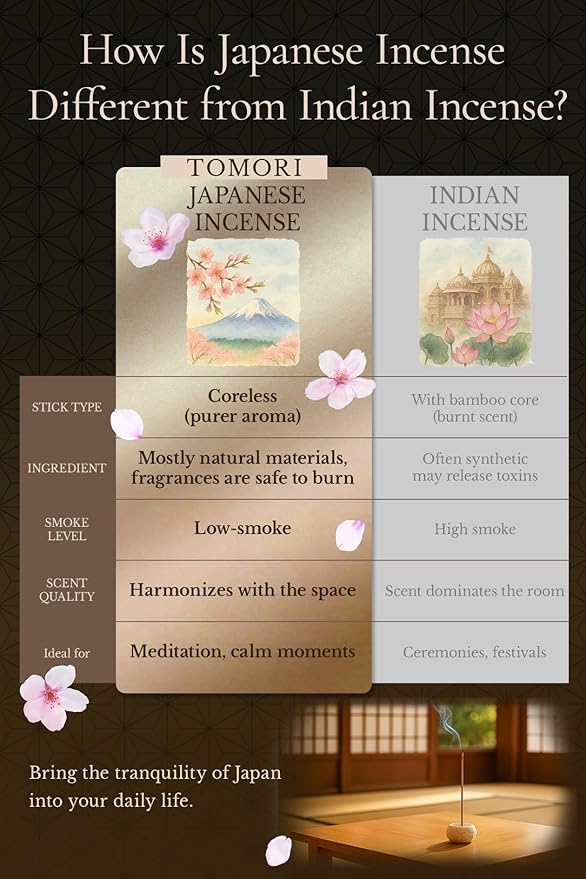 Sandalwood Premium Japanese Incense Sticks 60sticks Coreless Low Smoke Natural Charcoal Free Non Toxic Temple Kyoto Aroma Aromatherapy Meditation Calming Stress Relief Relaxation Yoga Zen TOMORI - Bloomnest
