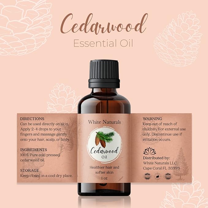 Cedarwood Essential Oil - Organic Pure Natural Undiluted Cedar Wood for Aromatherapy Home Diffuser, Premium Therapeutic Grade, Perfect for Massage Hair Body Skin Candle Soap Making with Glass Dropper - Bloomnest