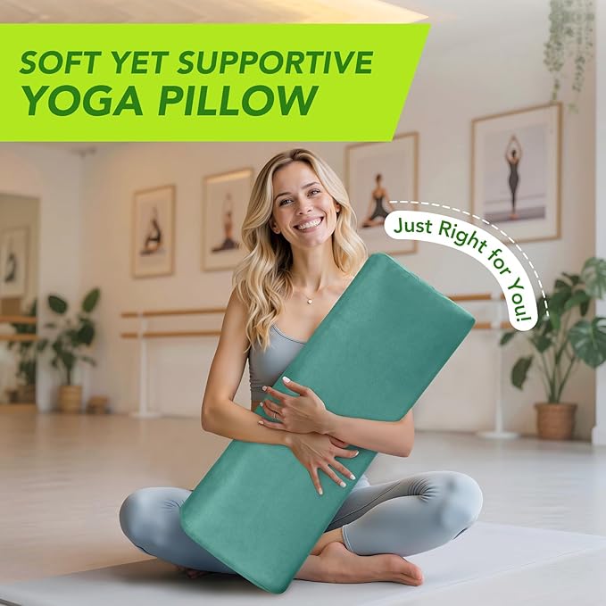 Wellsin Rectangular Yoga Bolster - Meditation Pillow with Washable Suede Cover, 27"X10" X5.5" - Bloomnest