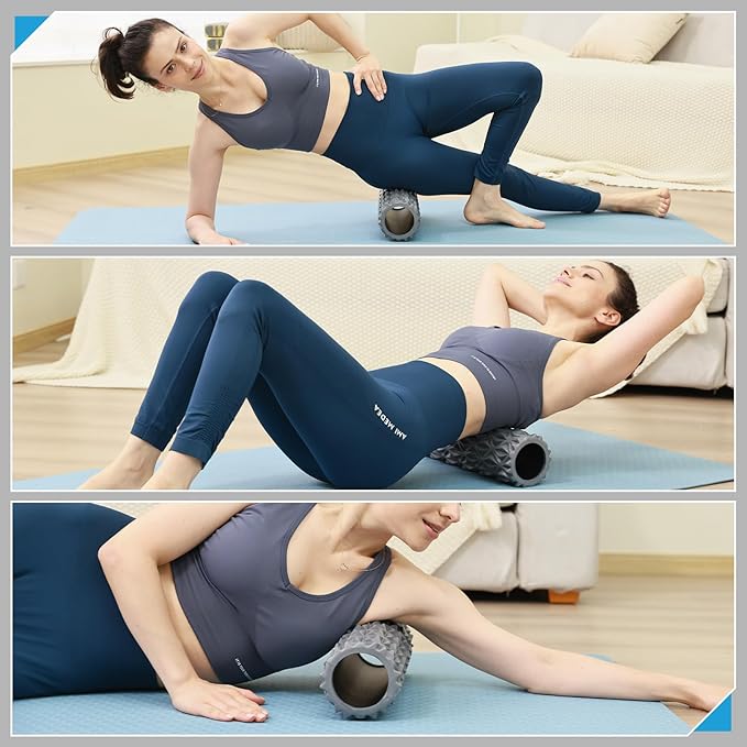 Foam Roller - 15 inch Deep Tissue Massager for Muscle Massage, Myofascial Trigger Point Release, Exercise, Yoga, Pilates & Stretching(Gray) - Bloomnest