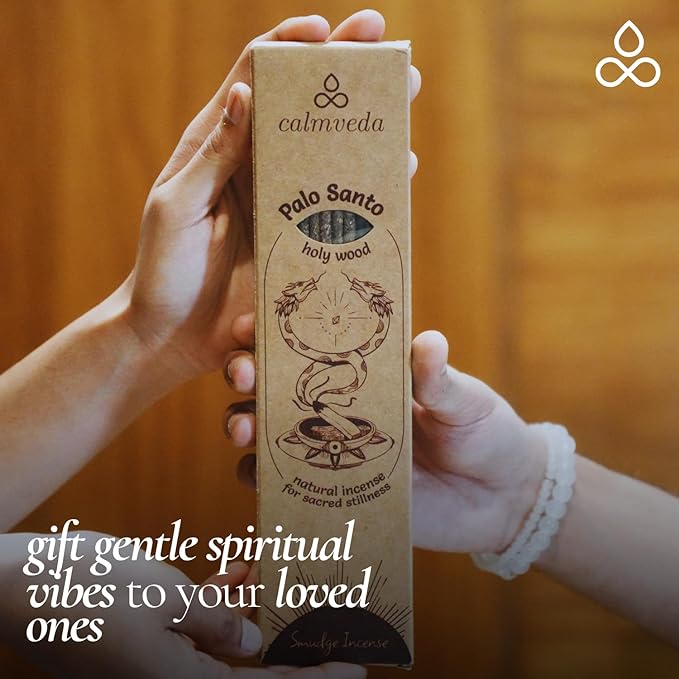 Smudge Palo Santo Sticks Incense - for Energy Cleansing Protection Incense (24+ Sticks, 9 inches) Thick Natural Incense with Real Peru Palo Santo Resin |Inciensos para Sacar Malas Energias CalmvedaIncenseAromatherapy