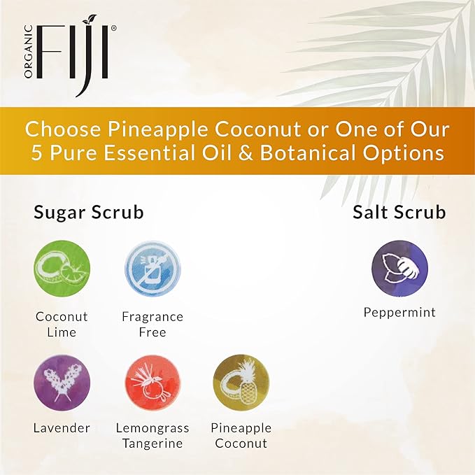 Organic Fiji Whole Body Scrub - Infused with Coconut Oil, Exfoliating Sugar Scrub for Smooth and Soft Skin, Exfoliates & Restores Skin's Natural Biosphere, Pineapple Coconut 20 oz - Bloomnest