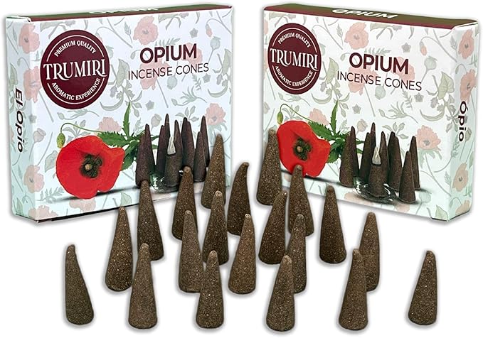 Opium Scented Incense Cones - Total 20 Cone Incense - Dual Pack of 10 Insence Cones - Incense Cones Scented - Cone Incense Scents - Insense Cones - Incent Cone TRUMIRI